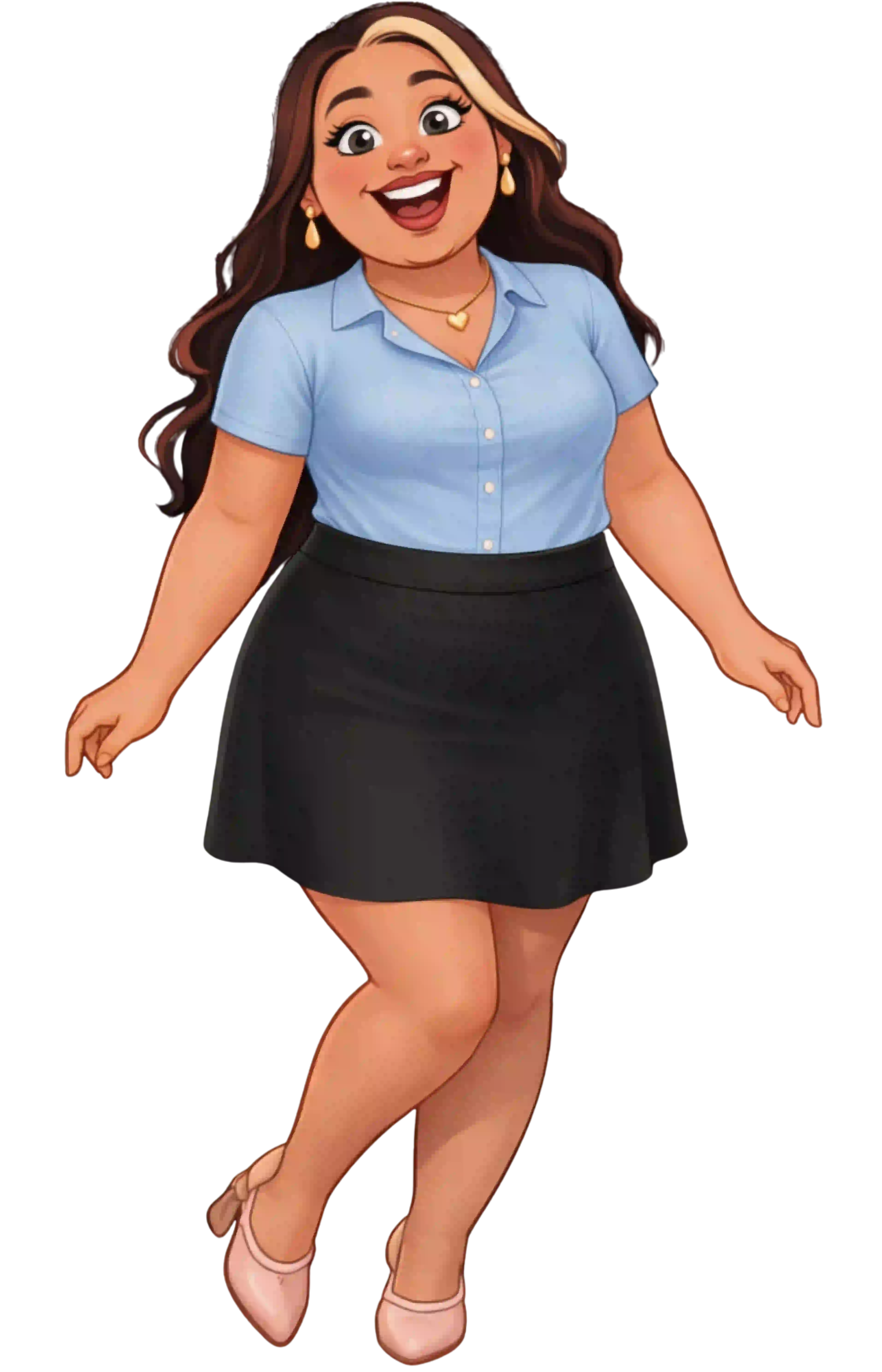 Monita con falda y blusas