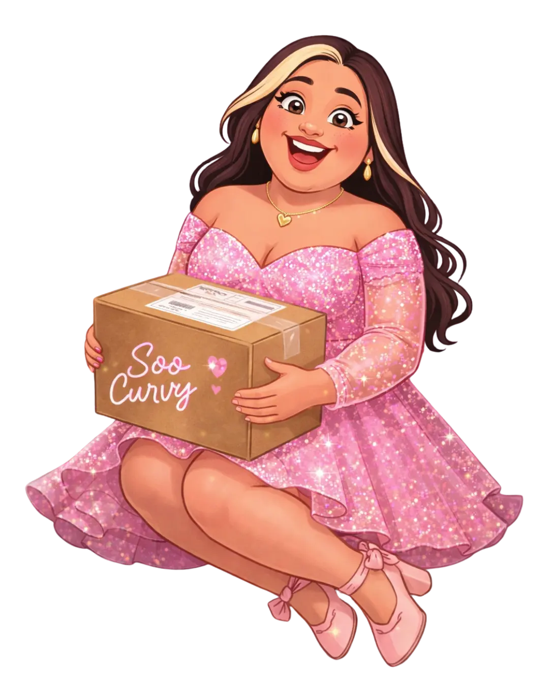 Ilustración de Soo Curvy con caja de envío